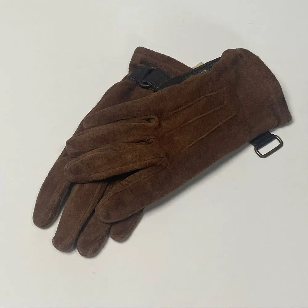 Women's Classic Chic Brown Suede Leather Gloves Size Small